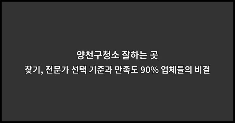 양천구청소 잘하는 곳 찾기, 전문가 선택 기준과 만족도 90% 업체들의 비결