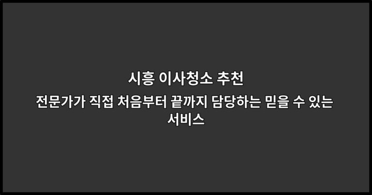 시흥 이사청소 추천 전문가가 직접 처음부터 끝까지 담당하는 믿을 수 있는 서비스