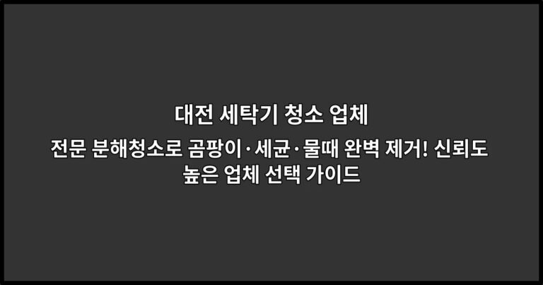 대전 세탁기 청소 업체 전문 분해청소로 곰팡이·세균·물때 완벽 제거! 신뢰도 높은 업체 선택 가이드