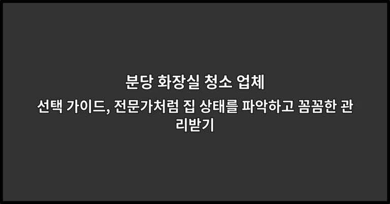분당 화장실 청소 업체 선택 가이드, 전문가처럼 집 상태를 파악하고 꼼꼼한 관리받기