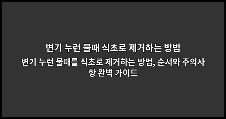 변기 누런 물때를 식초로 제거하는 방법, 순서와 주의사항 완벽 가이드