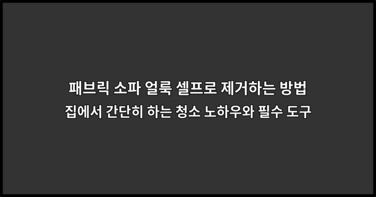 패브릭 소파 얼룩 셀프로 제거하는 방법 | 집에서 간단히 하는 청소 노하우와 필수 도구