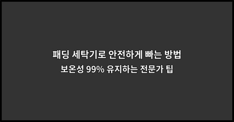패딩 세탁기로 안전하게 빠는 방법 보온성 99% 유지하는 전문가 팁