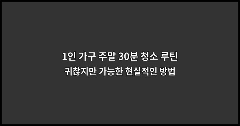 1인 가구 주말 30분 청소 루틴: 귀찮지만 가능한 현실적인 방법