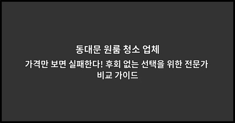 동대문 원룸 청소 업체 가격만 보면 실패한다! 후회 없는 선택을 위한 전문가 비교 가이드