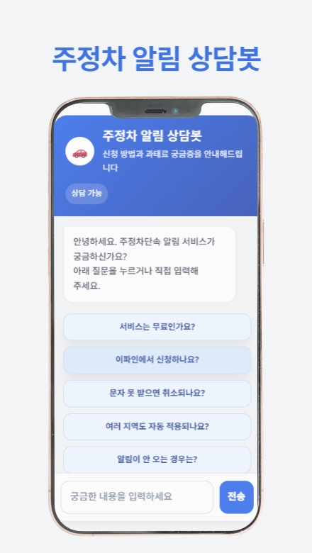 주정차단속 알림 가이드의 핵심 내용을 한눈에 보여주는 썸네일 이미지